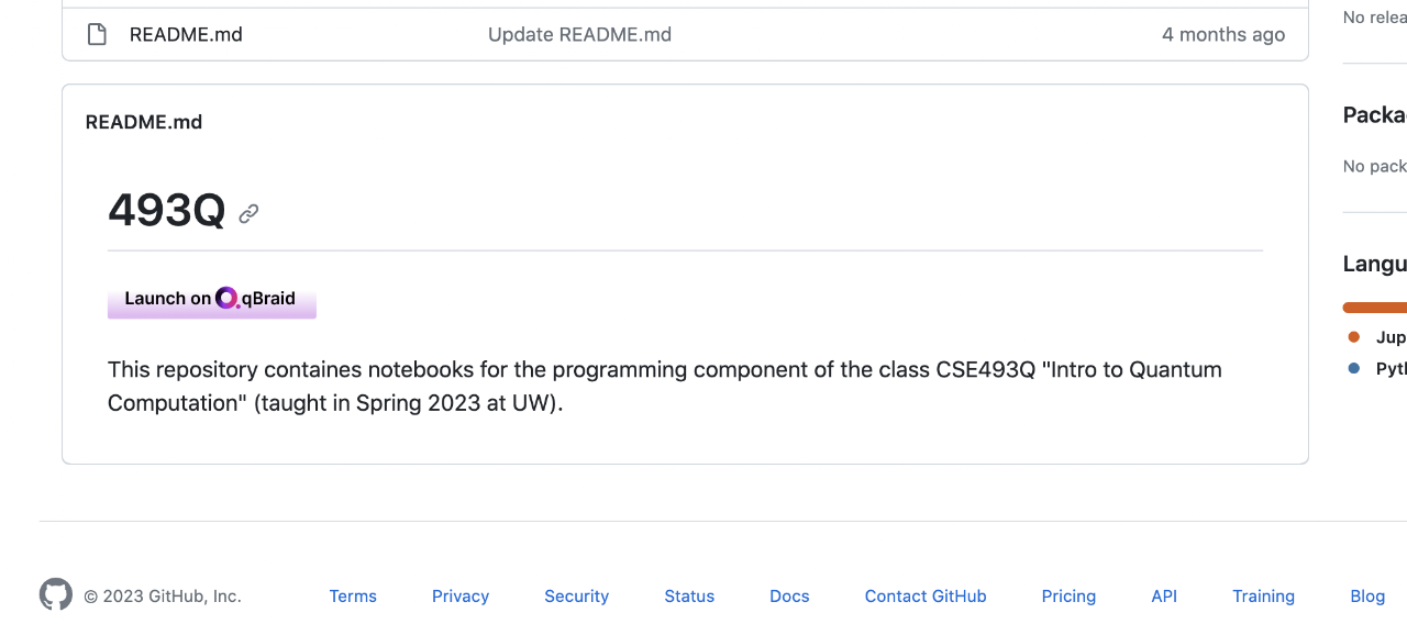 GitHub README with the Launch on qBraid button